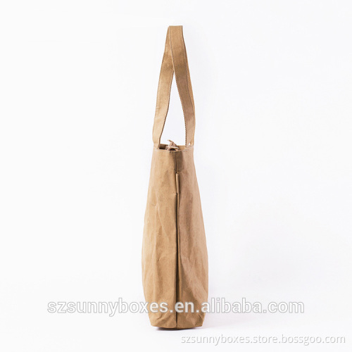 2016 New Recycle Washable Kraft Paper Tote Shopping Bag